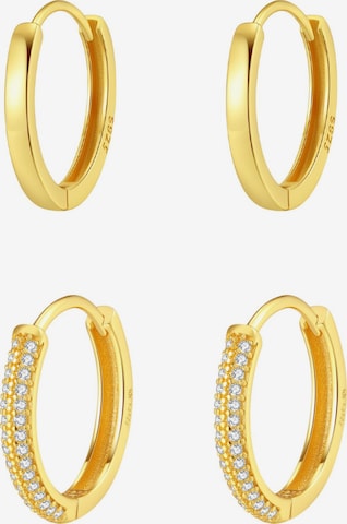 Boucles d'oreilles 'Double Gemstone and Classic Band Hoop Set' Hey Happiness en or : devant