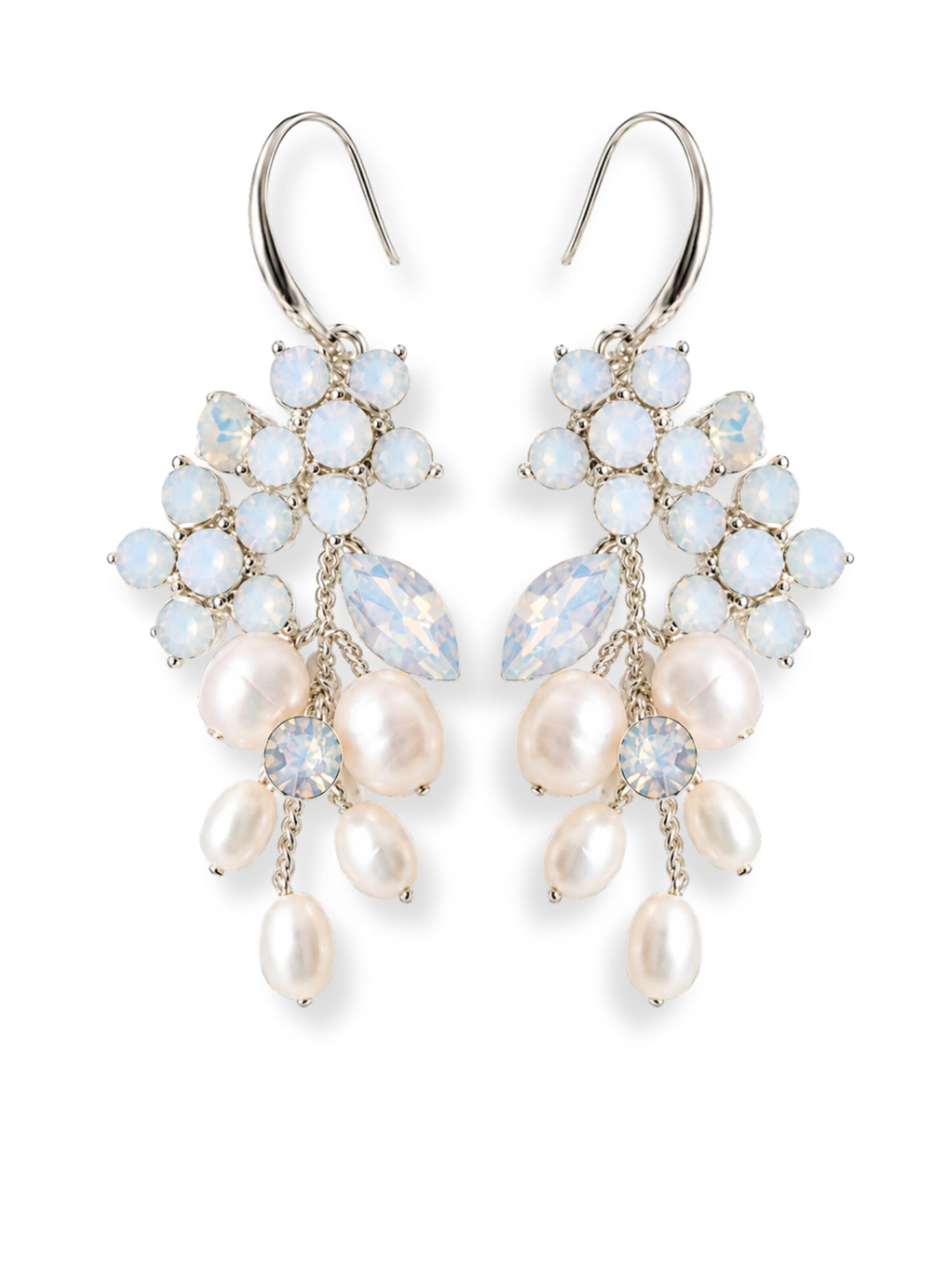 ANNIS WIESBADEN EST. 2021 Earrings 'Brautohrring "Lumiére" – Ohrringe mit opalweißem Schimmer & Perlen' in White: front