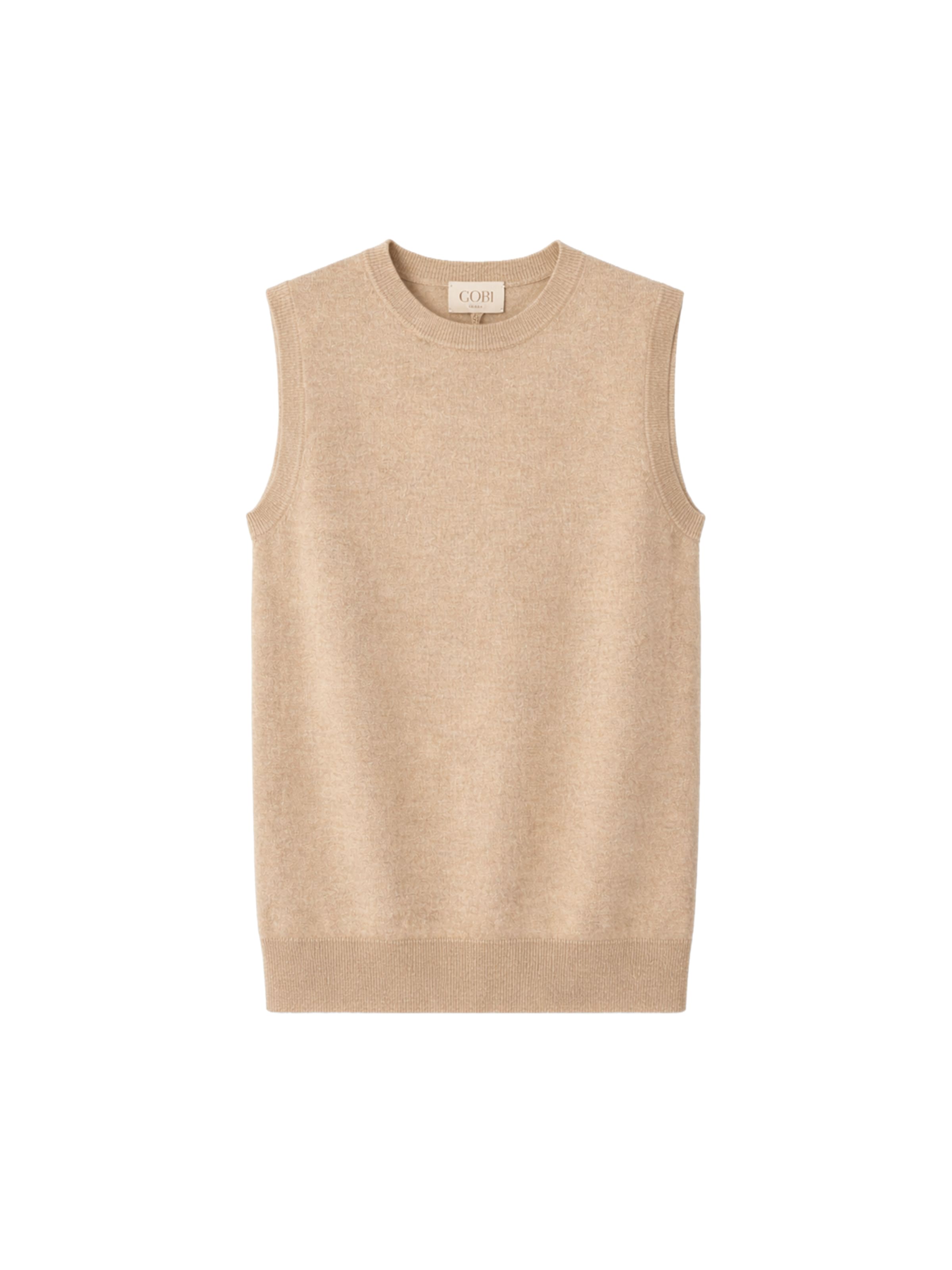 GOBI Cashmere Strickweste 'Women's Essential Cashmere Crewneck Vest'‌‌‌‌‌‌ in Beige: Vorderseite