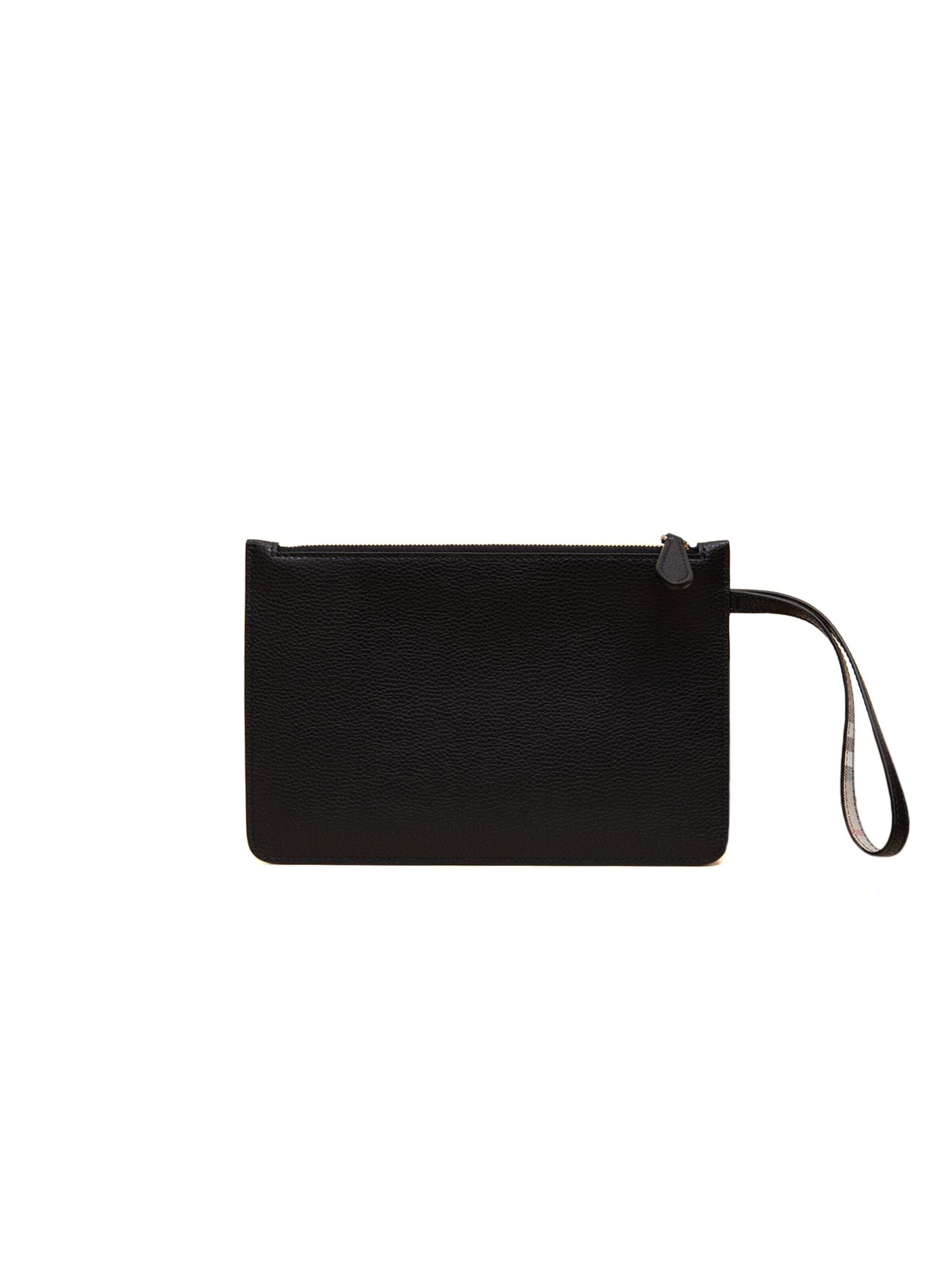 BURBERRY Handtasche 'Leather Zip Pouch 23x0.5x15 cm'‌‌‌‌‌‌‌‌‌ in Schwarz