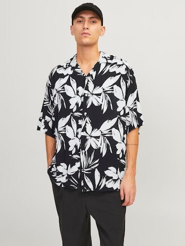 JACK & JONES Comfort fit Button Up Shirt 'Jeff' in Black: front