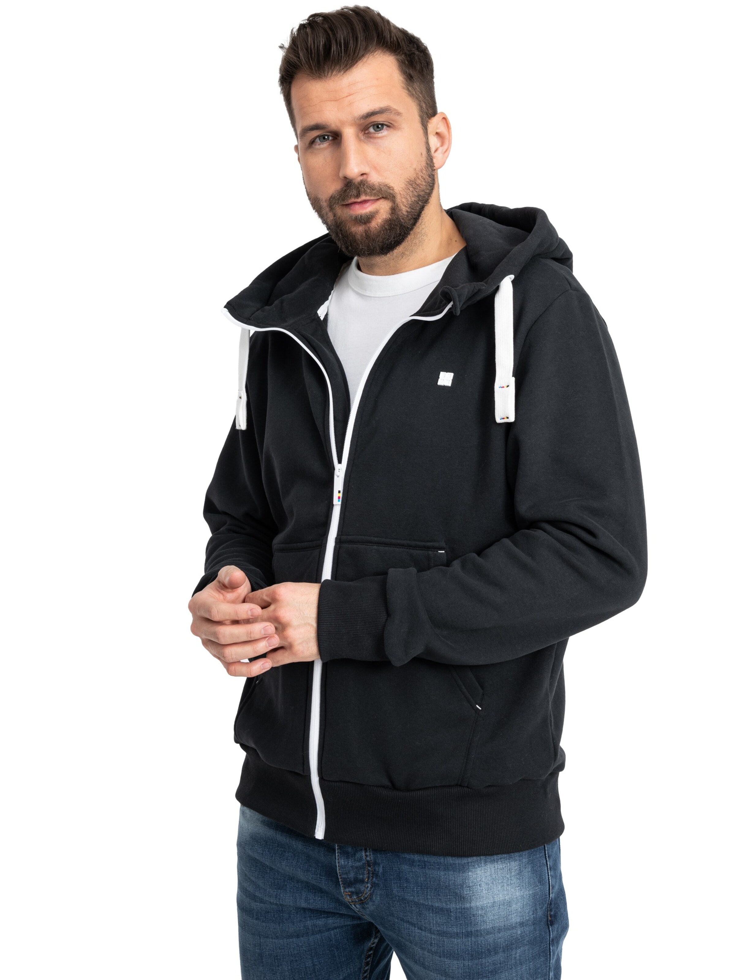 deproc Sweatjacke 'FinnCMYK II MEN'‌‌‌‌‌‌‌‌ in Schwarz