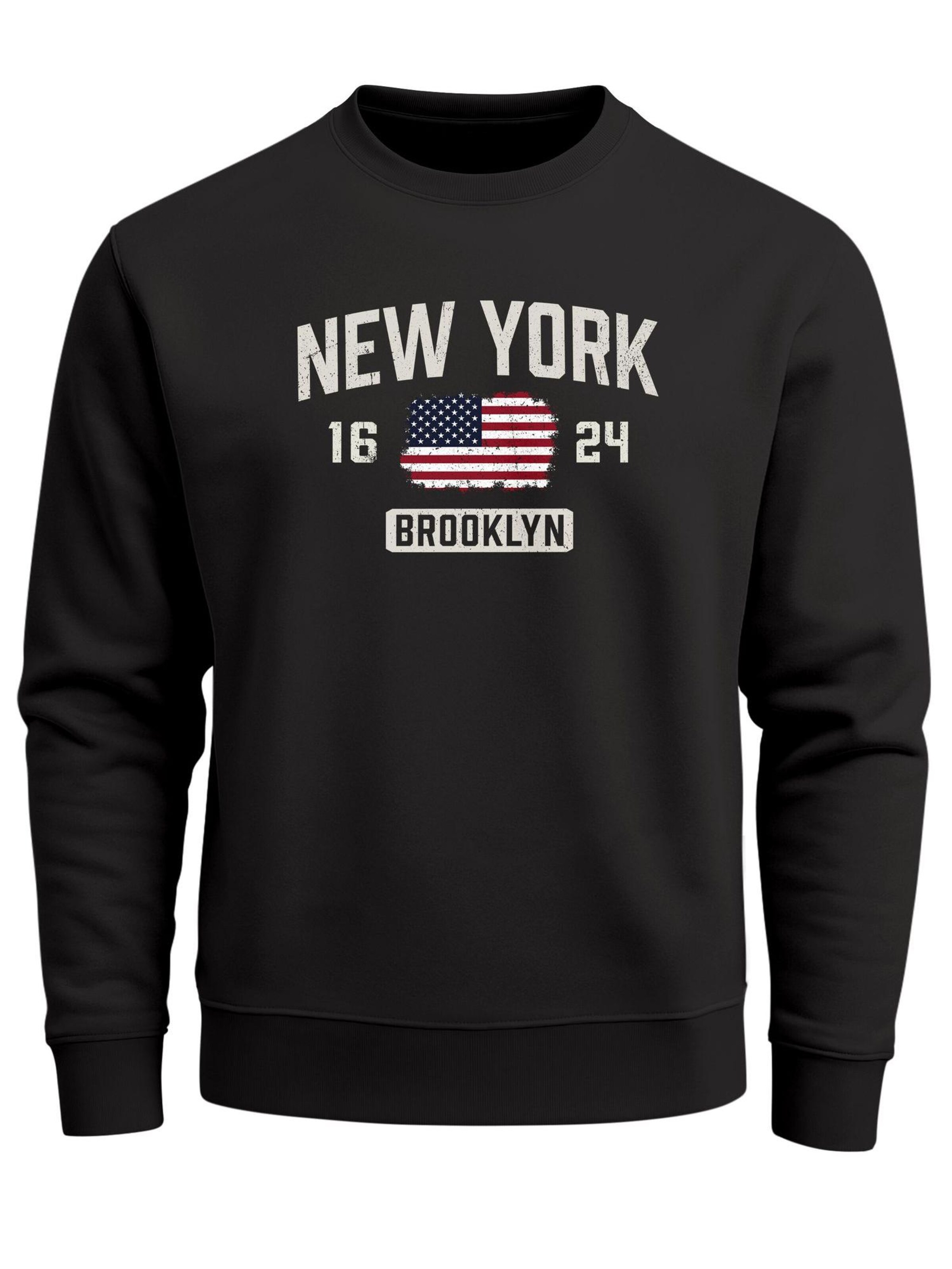 Neverless Sweatshirt 'Brooklyn New York' in Black: front
