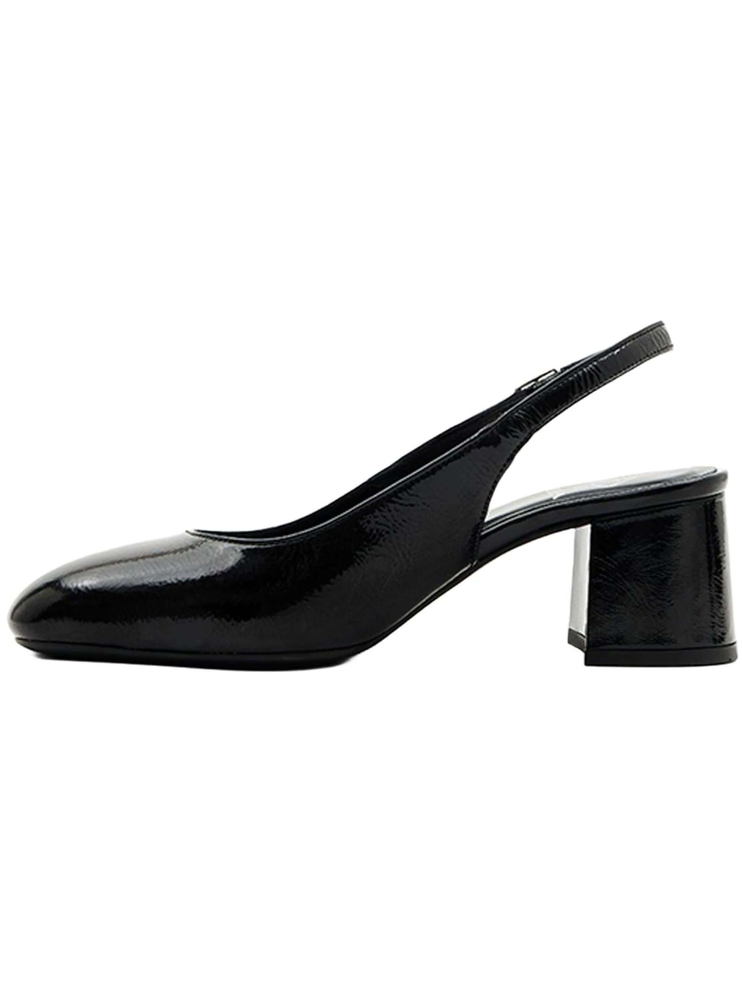 Desa - Zapatos destalonado 'DESA Damen-Slingback-Schuhe aus Lackleder mit Blockabsatz' en negro