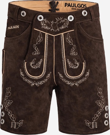 Paulgos Regular Trachtenhose 'PAULGOS Herren Trachten Lederhose Kurz - HK1 - Echtes Leder - in 3 Farben erhältlich - Größe 44 - 60' in Braun: Vorderseite
