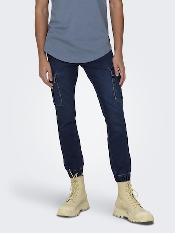 Only & Sons Slim fit Cargo Jeans 'WEFT' in Blue: front