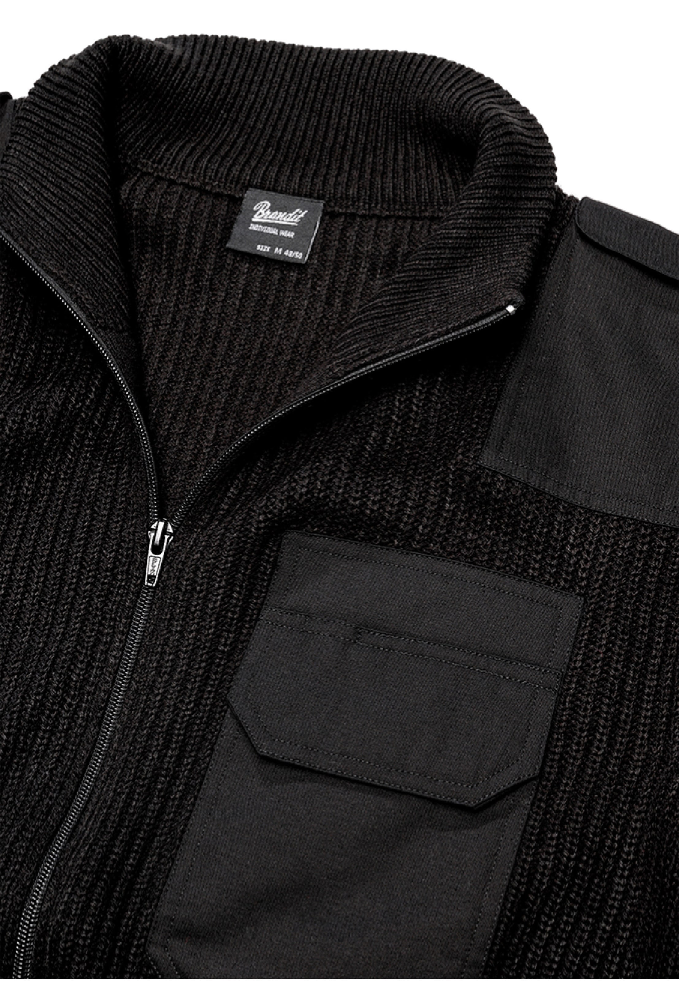 Brandit Strickjacke in Schwarz