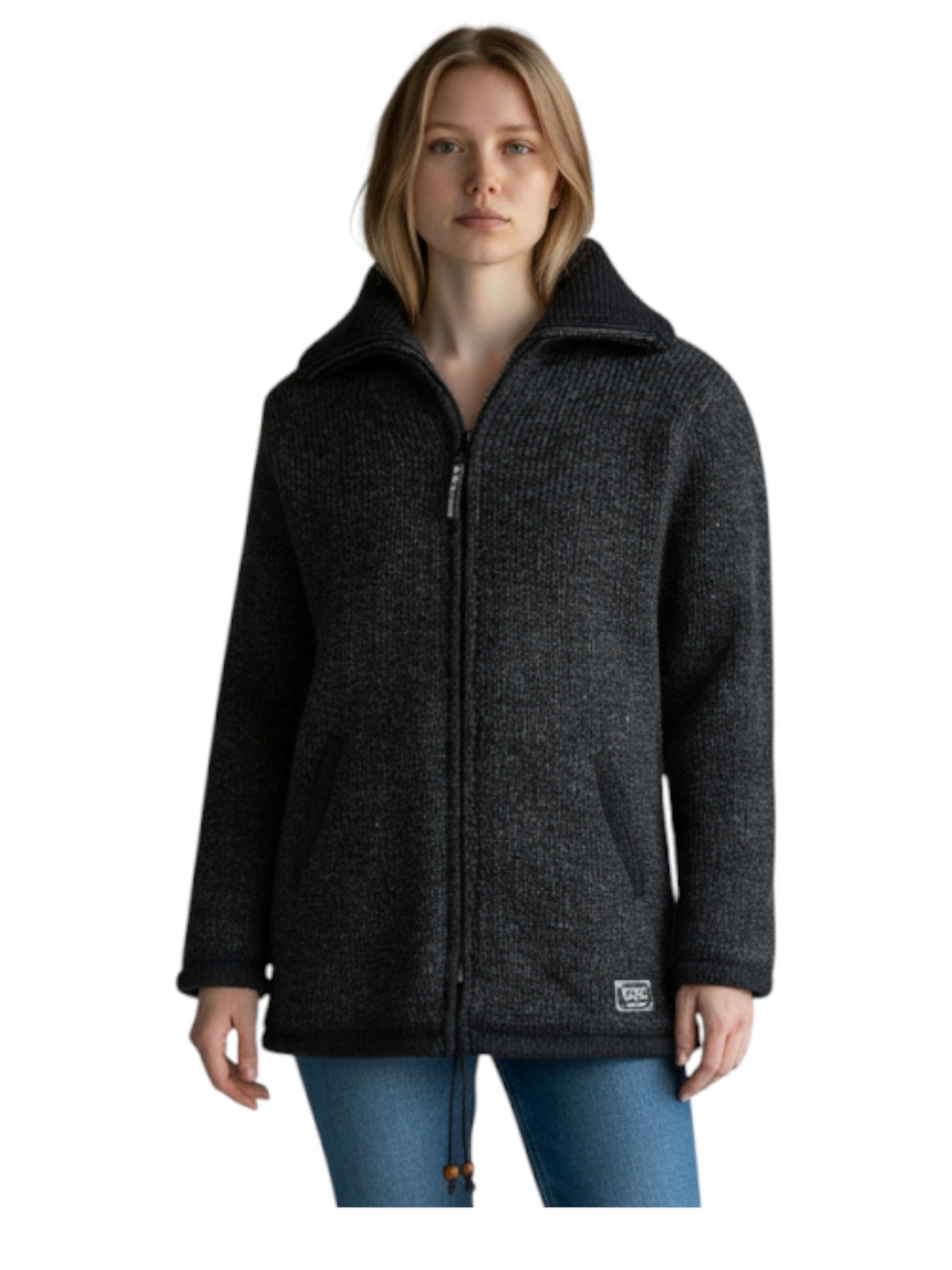 THC Natural Line Knitted Coat '901' in Grey