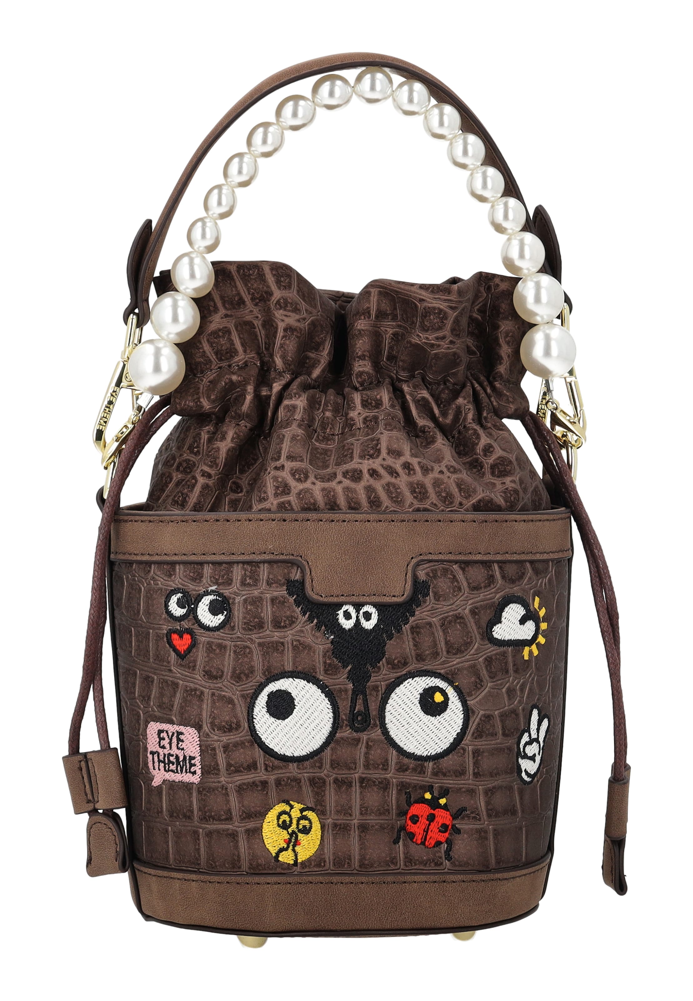MYMO - Bolso saco 'Pop Eyetheme' en marrón: frente