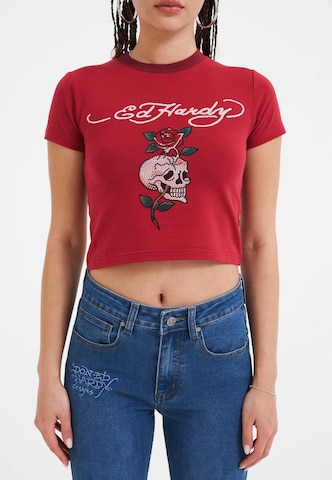 T-shirt Ed Hardy en rouge : devant