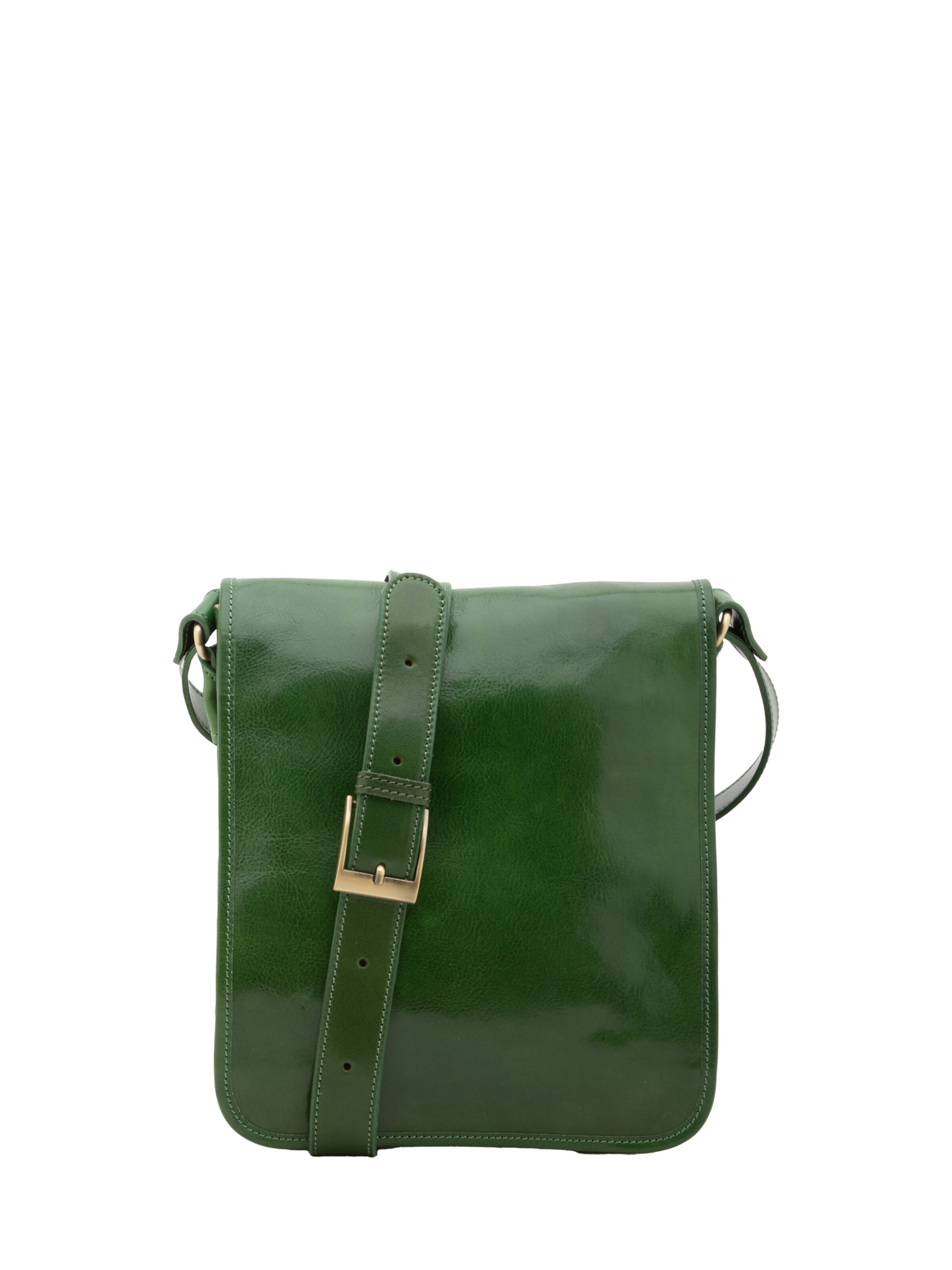 Borsa a tracolla 'Borsa a tracolla uomo vera pelle con chiusura calamita - Made in Italy' di I Fratelli in verde: frontale