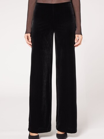 CALZEDONIA Wide leg Pants in Black