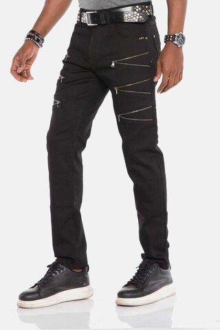 Coupe slim Jean CIPO & BAXX en noir : devant