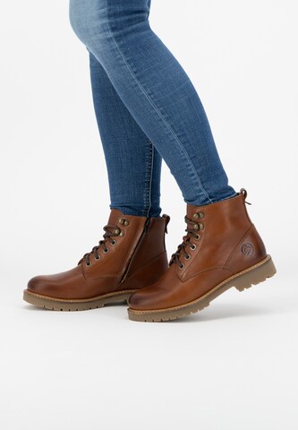 Travelin Lace-Up Ankle Boots 'Stalon' in Brown: front