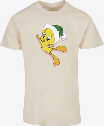 ABSOLUTE CULT T-Shirt 'Looney Tunes - Tweety Christmas Hat' in Beige: predná strana
