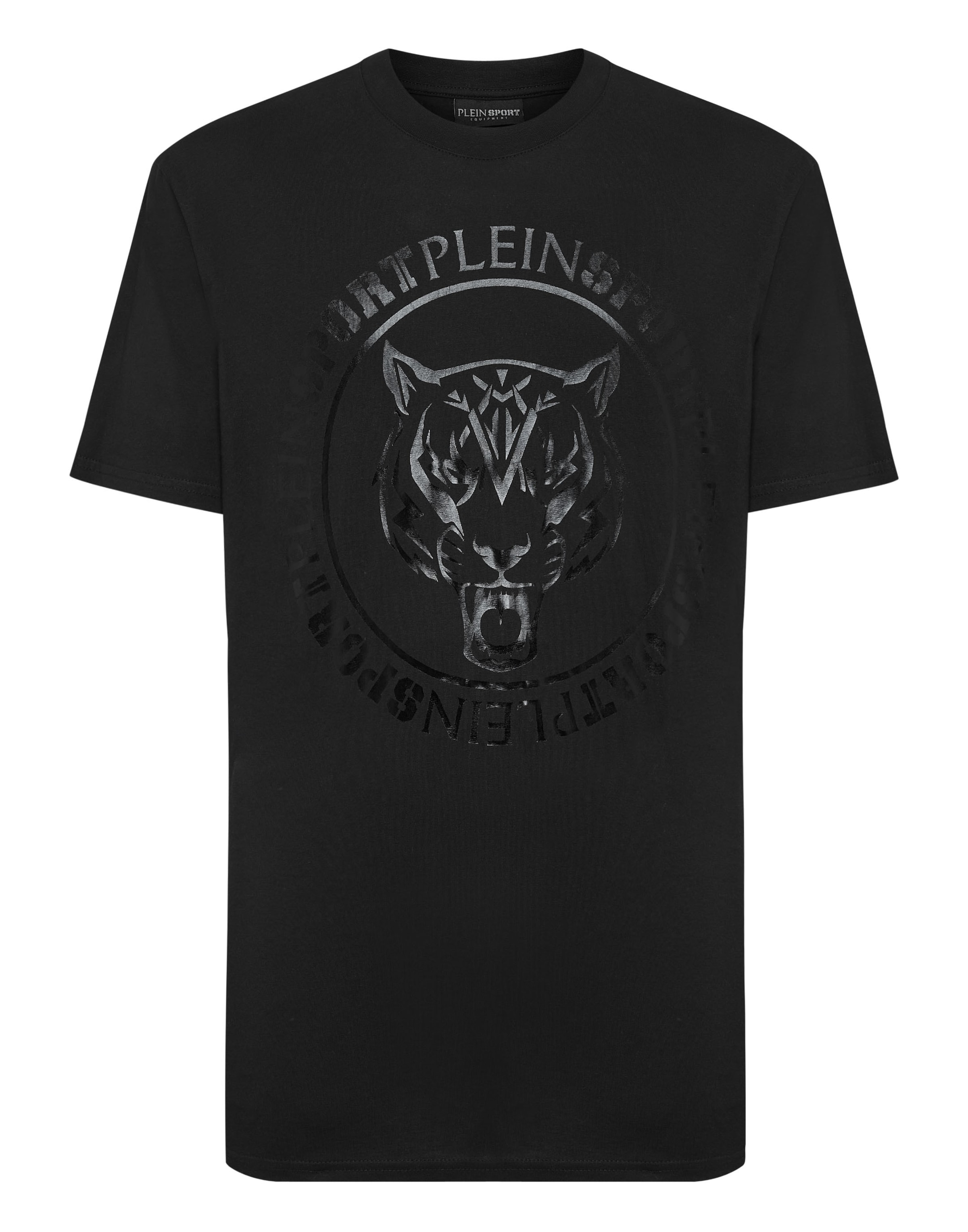 Plein Sport - Camisa 'Carbon Tiger' em preto: frente