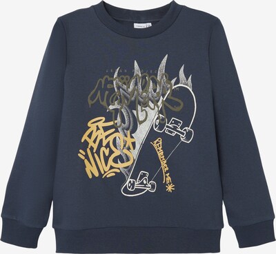 NAME IT Sweatshirt 'BARKUS' in Dark blue / yellow gold / Olive / Off white, Item view