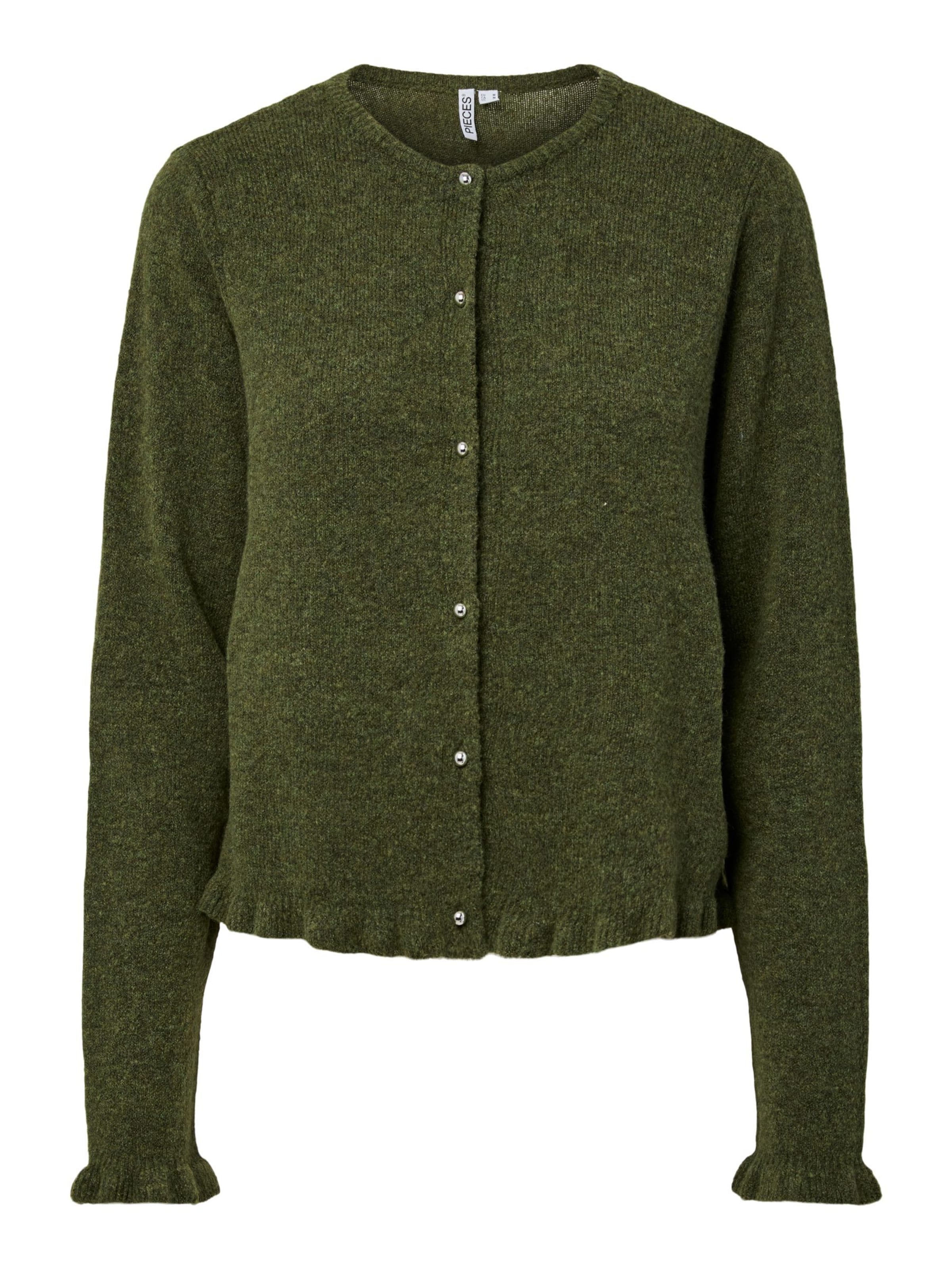 PIECES Cardigan 'PCAmos' i grøn: forside