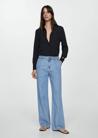 MANGO Wide Leg Jeans med lægfolder 'Arletita' i blå