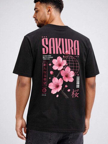 Neverless Shirt 'Cherry Blossom' in Black