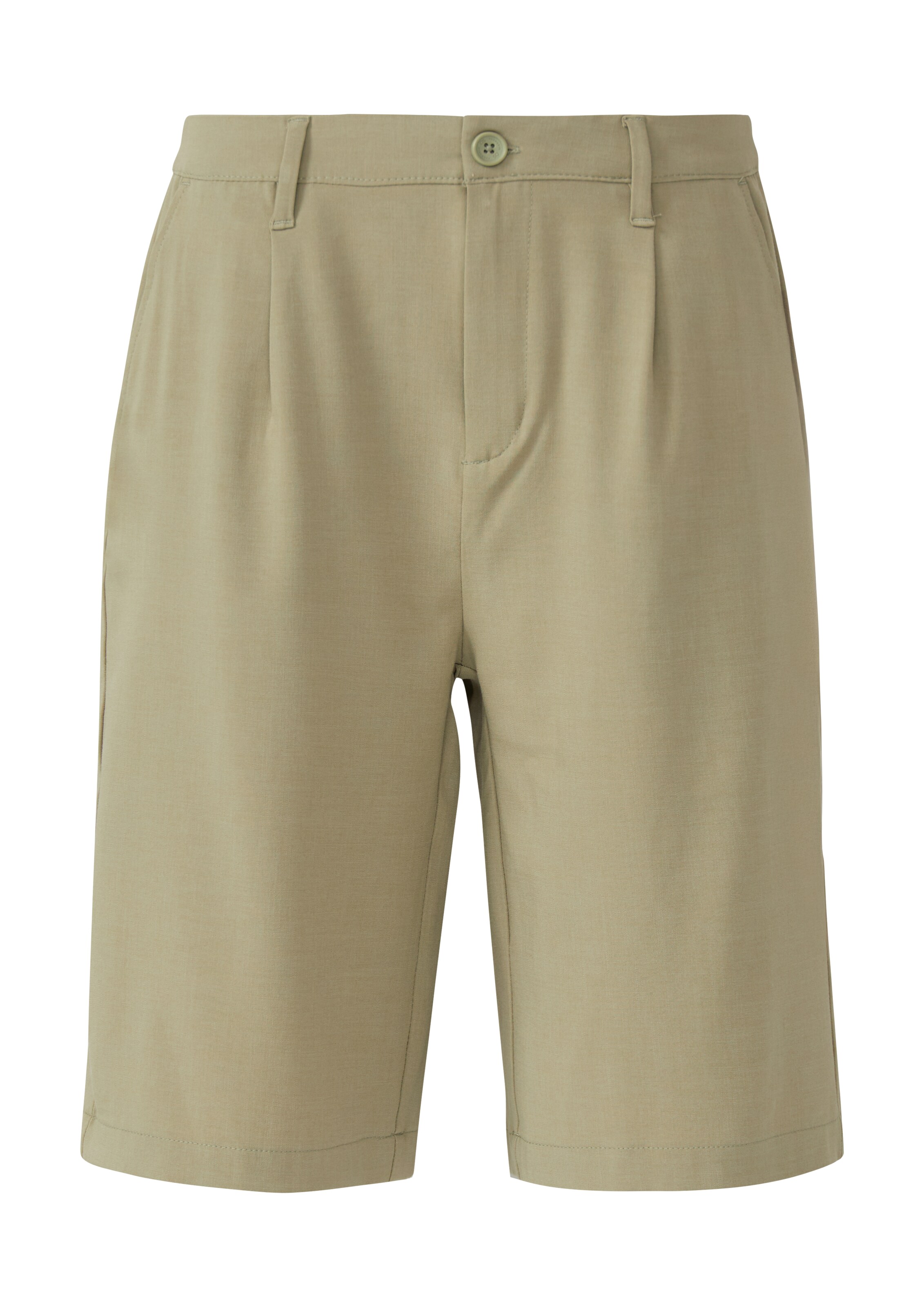 QS Pleat-Front Pants in Green: front