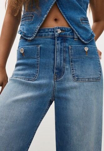 Wide Leg Jean Bershka en bleu