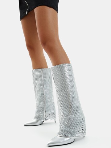 Bottes Bershka en argent : devant