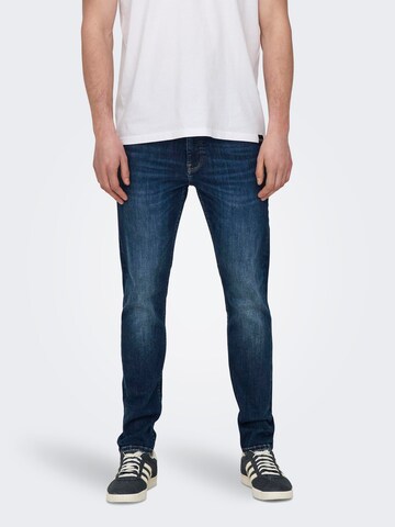 Only & Sons Skinny Jeans 'Warp' in Blue: front