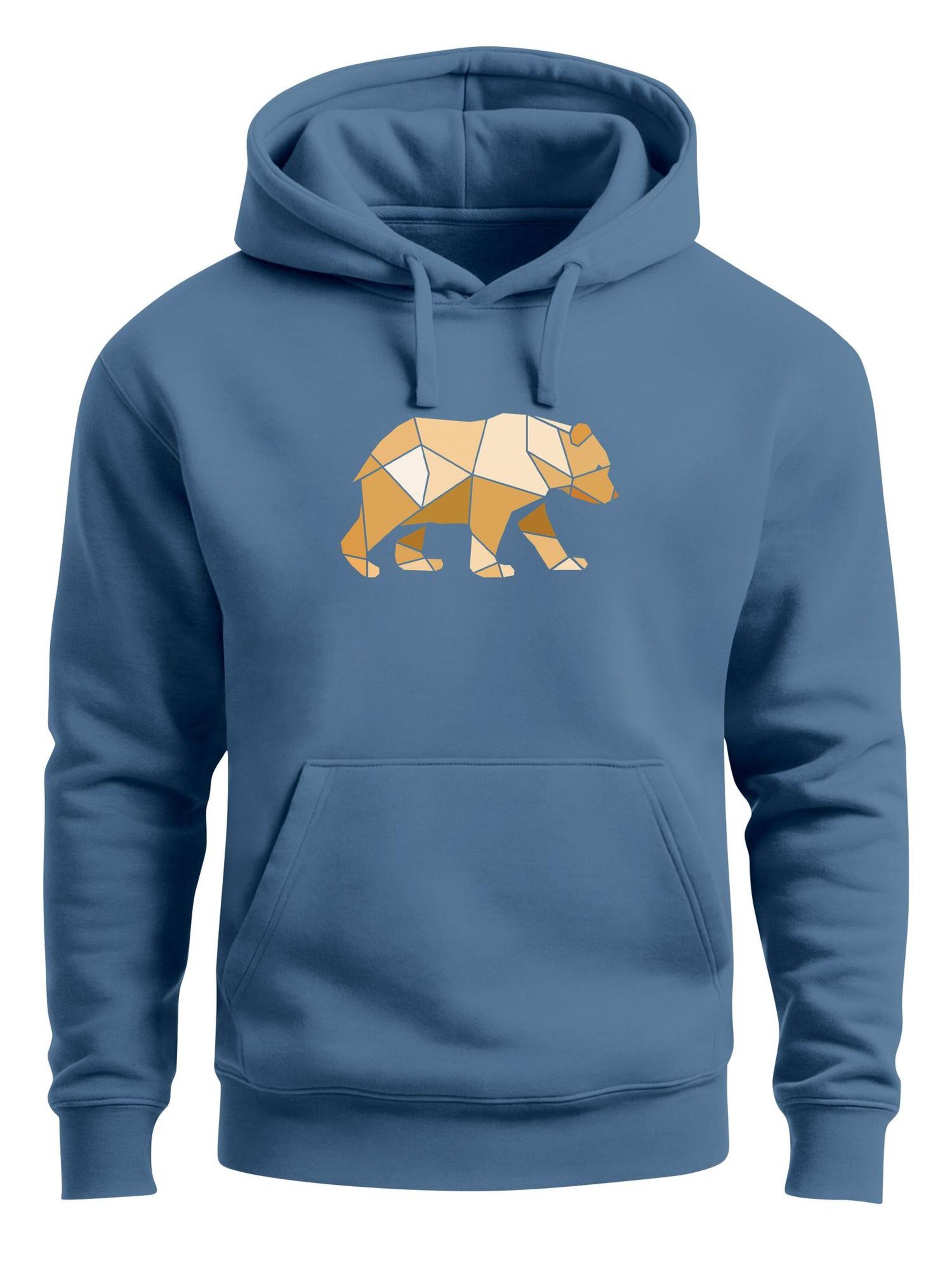 Neverless Sweatshirt 'Bär Polygon' in Blue: front