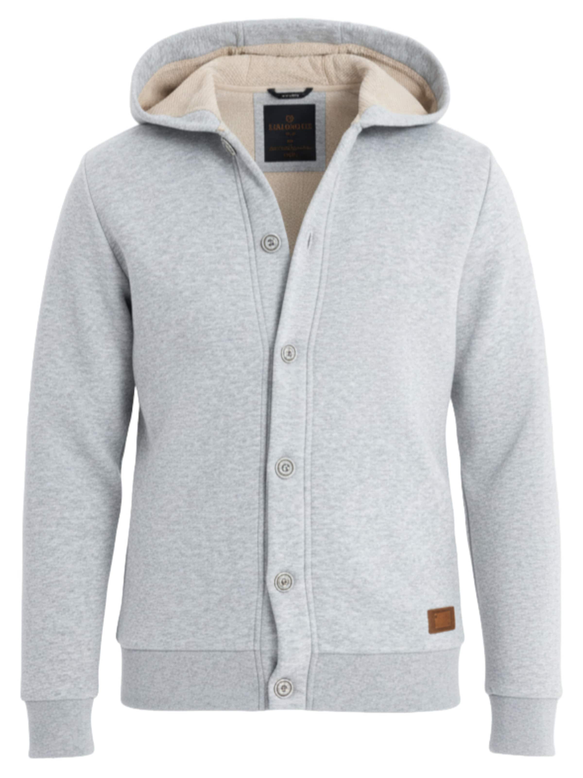 Ombre Sweatjacke 'OM-SSZP-0186' in Grau: Vorderseite