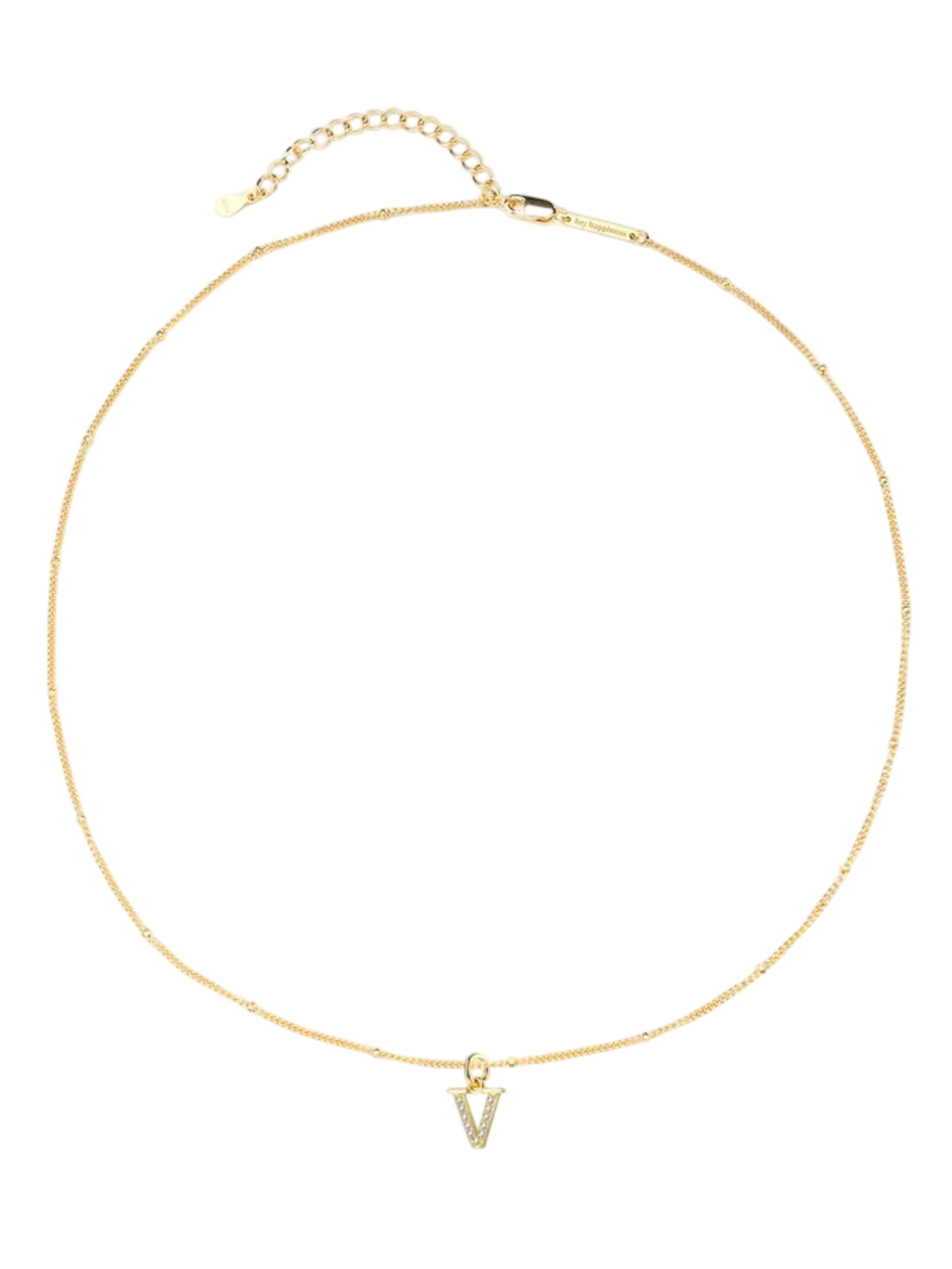 Hey Happiness Kette 'Letter V'‌‌‌‌‌ in Gold: Vorderseite