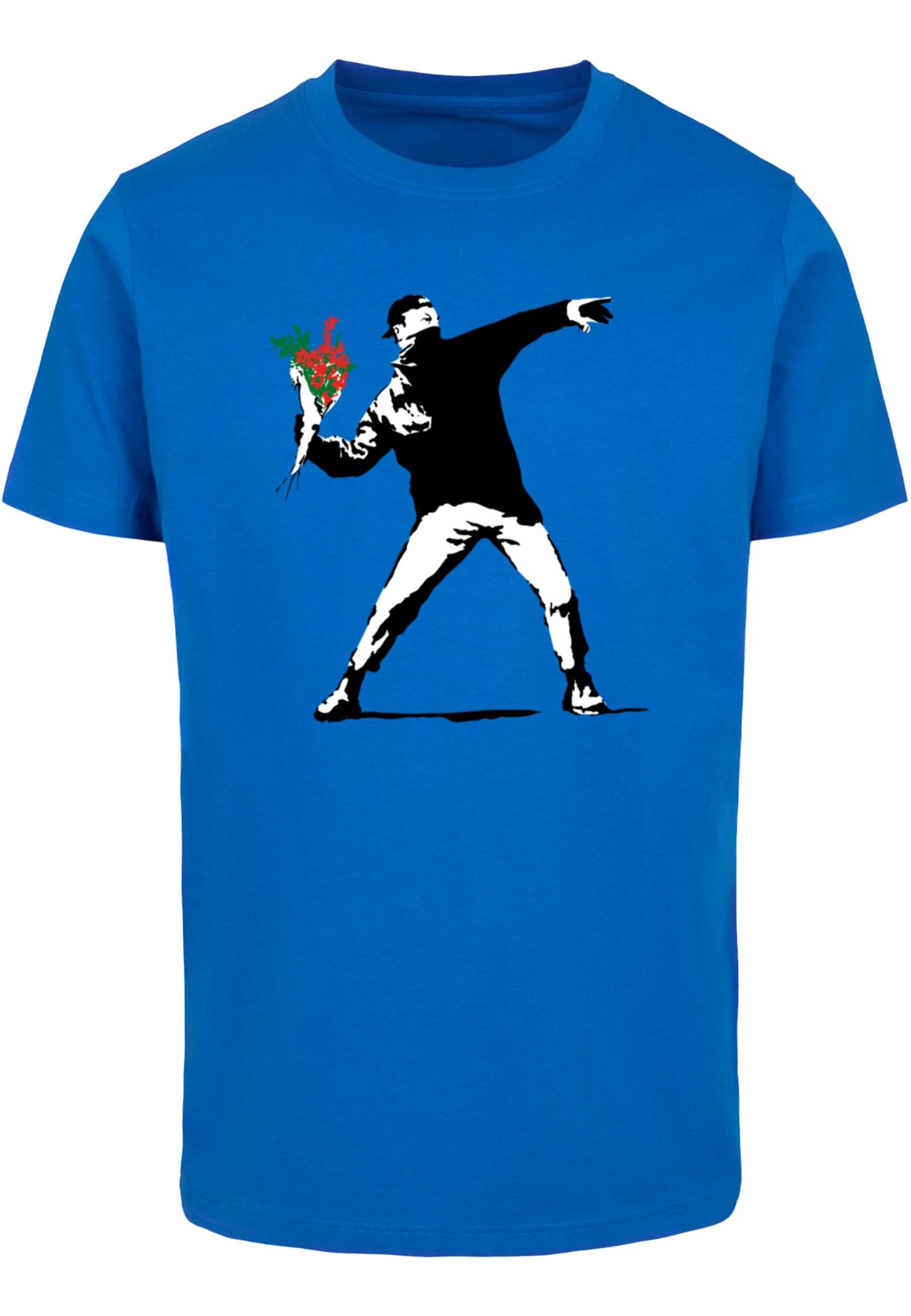 Maglietta 'Banksy - Love Is In The Air' di Merchcode in blu: frontale