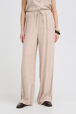 b.young Wide leg Broek 'BYFALAKKA' in Beige: voorkant