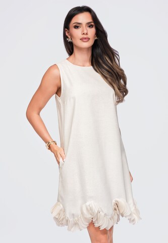 Robe de cocktail Ombre en beige : devant