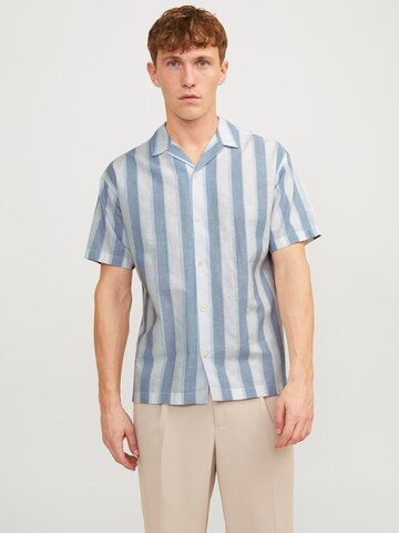 JACK & JONES Comfort fit Button Up Shirt 'Summer' in Blue: front