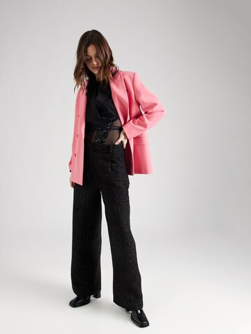 Soft Rebels Wide leg Bandplooibroek 'Sabri' in Zwart