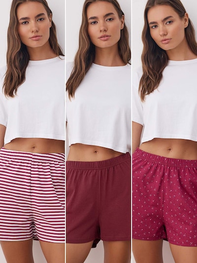 Pižaminės kelnės iš Trendyol, spalva – burgundiško vyno spalva / balta, Prekių apžvalga