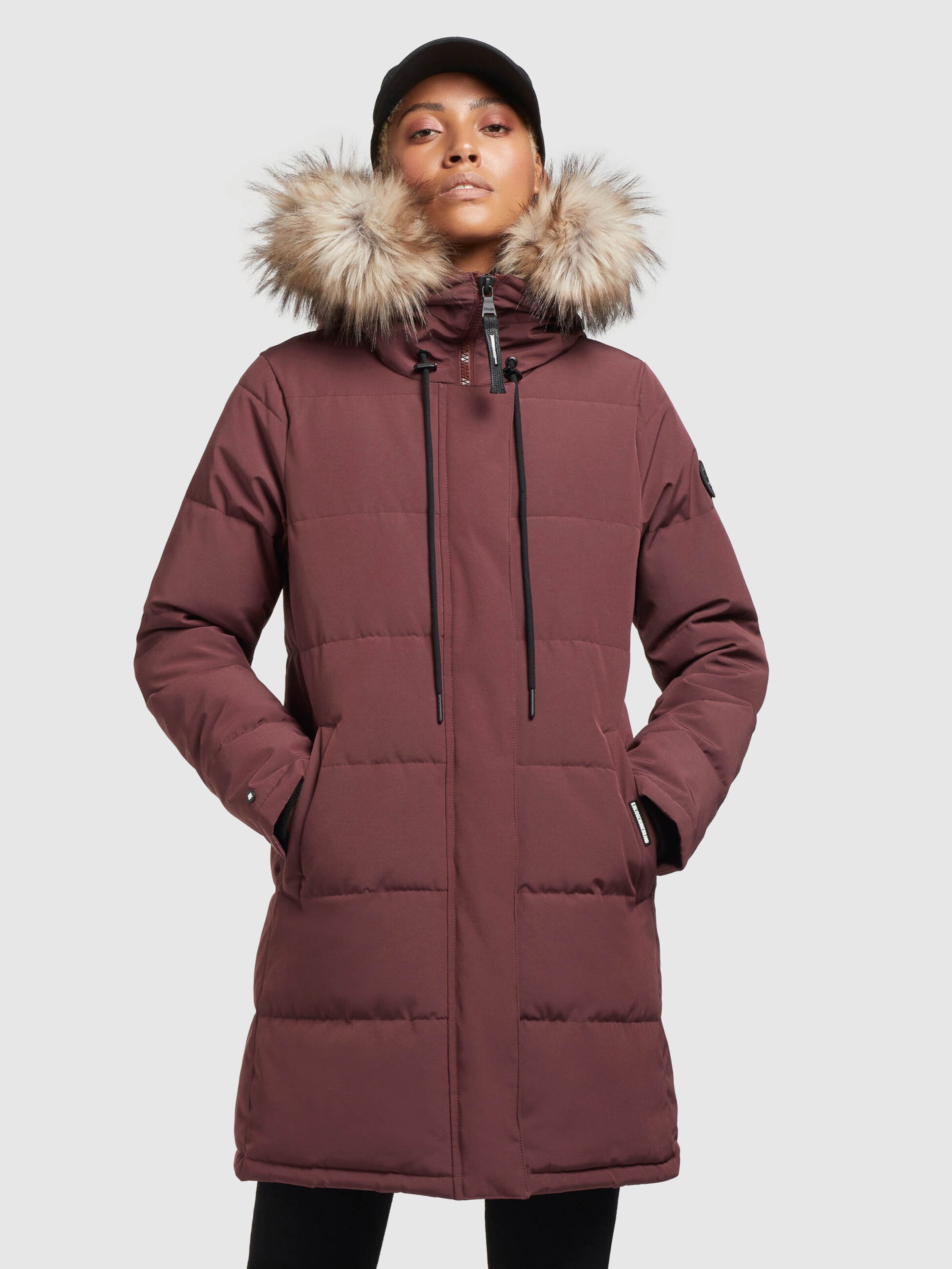 Dark red top winter coat