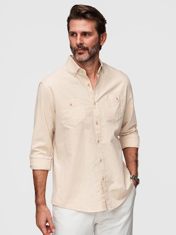 Ombre Comfort fit Button Up Shirt in Beige