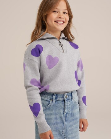 WE Fashion Свитер в Серый: спереди