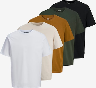 Marškinėliai iš JACK & JONES, spalva – smėlio spalva / ruda (konjako) / tamsiai žalia / juoda / balta, Prekių apžvalga