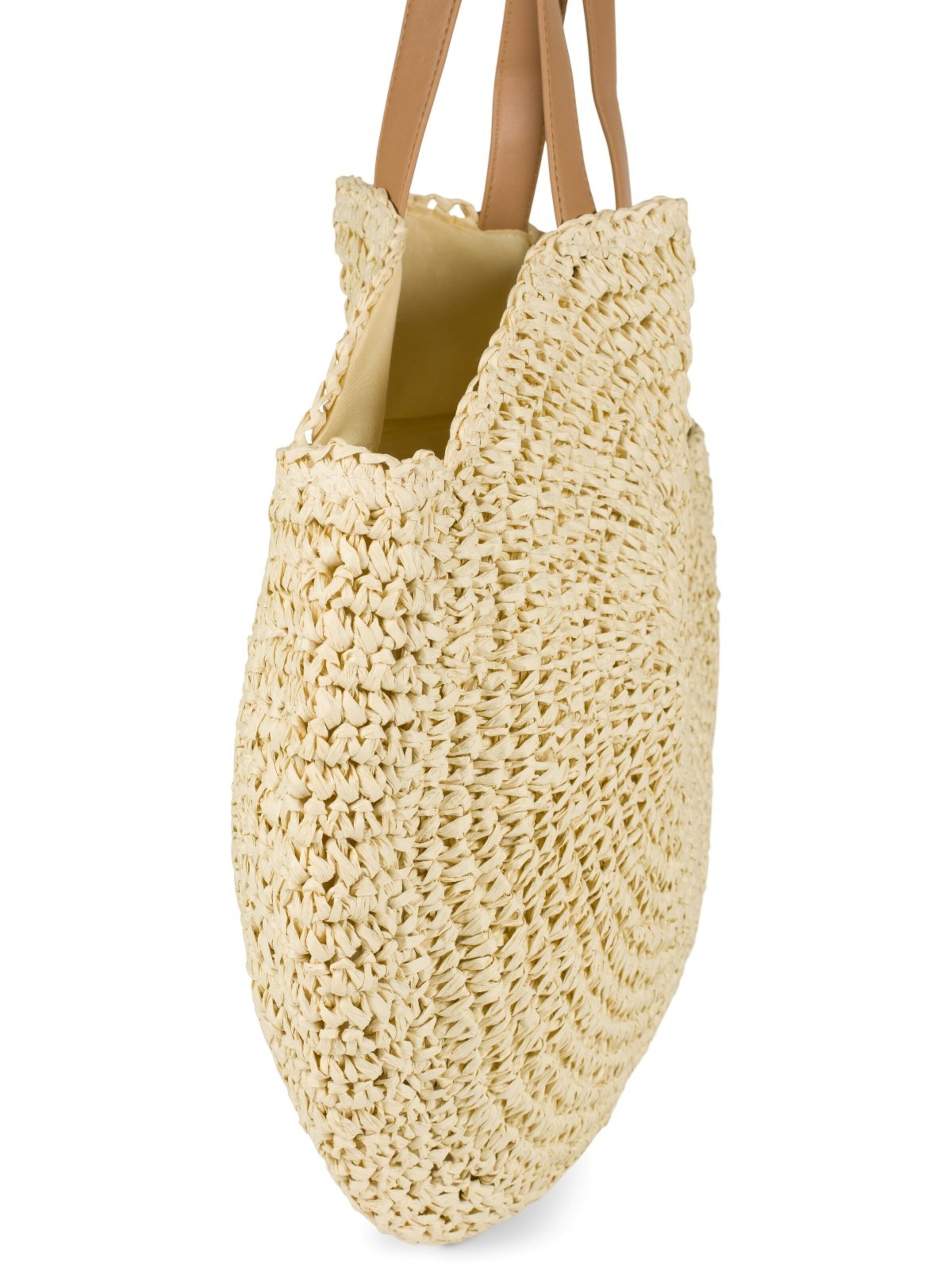 styleBREAKER Shoulder bag 'Runde Flecht Schultertasche - Basttasche' in Beige