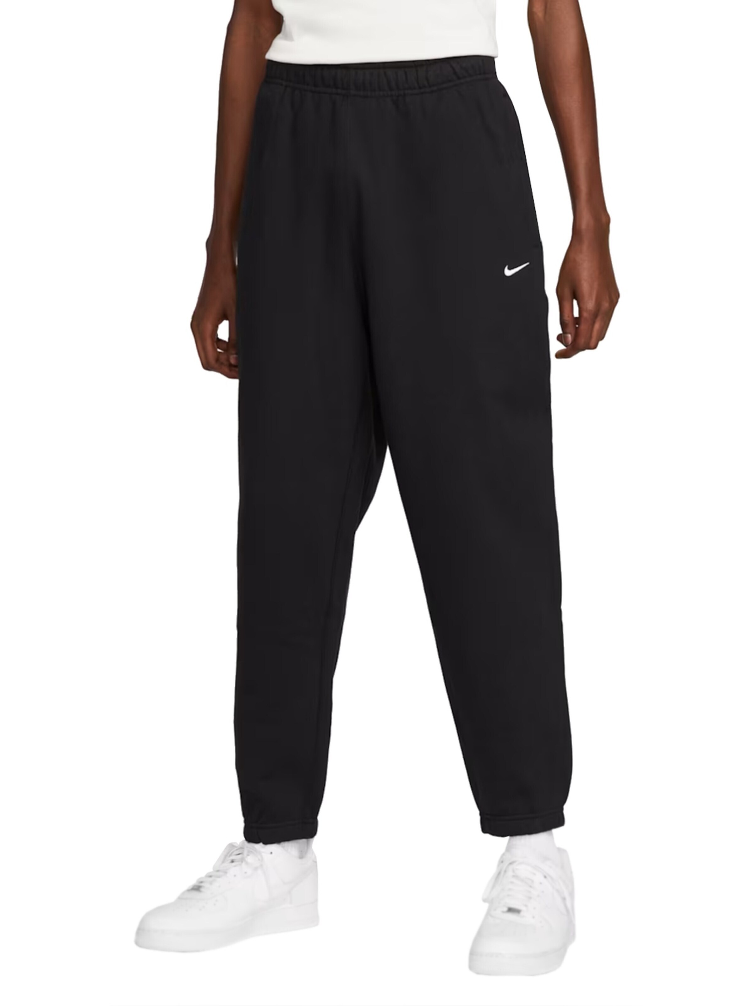 NIKE Regular Workout Pants 'Solo Swoosh' in Black: front
