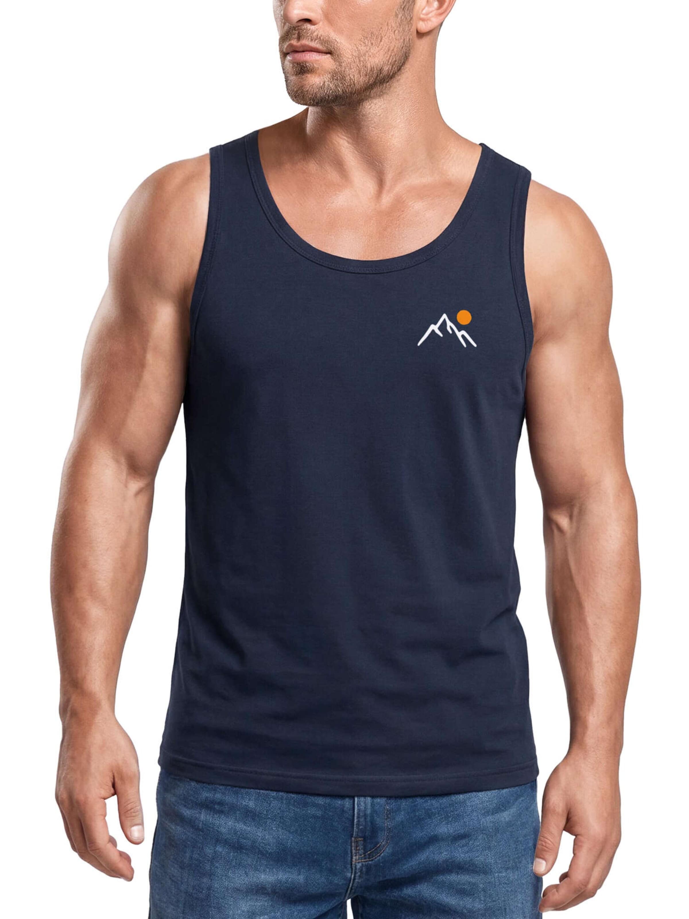Neverless Shirt 'Mountain Sun' in Blue: front