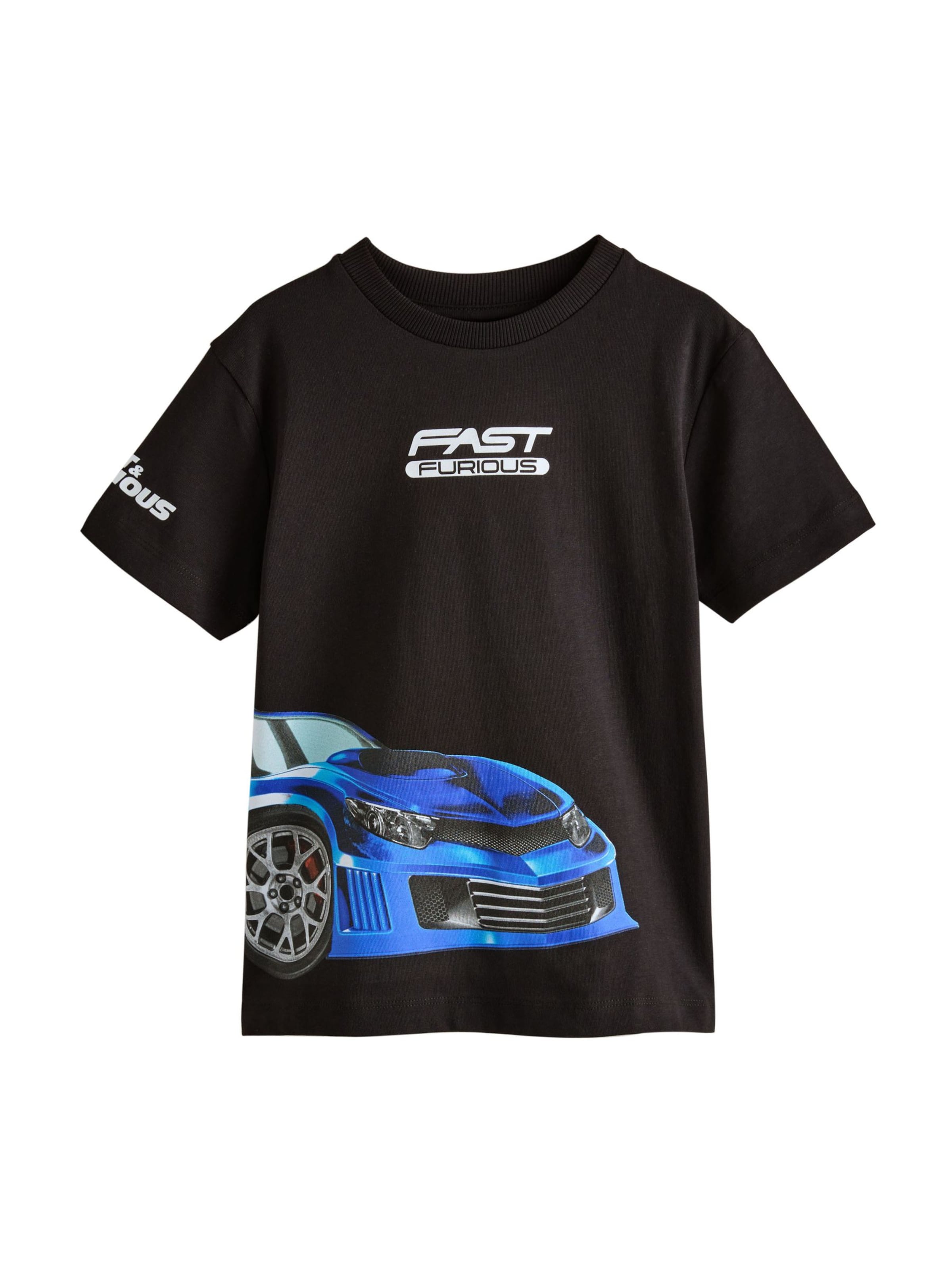Tricou 'Fast and Furious' de la Next pe negru: față