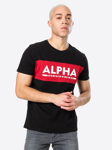 ALPHA INDUSTRIES Koszulka 'Inlay' w kolorze czarny: przód