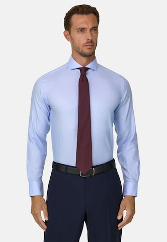 Coupe regular Chemise Boggi Milano en bleu : devant