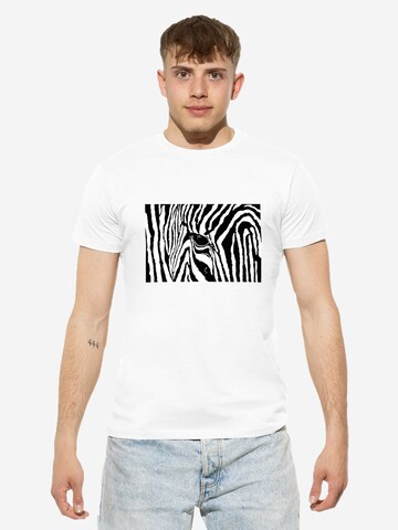 T-Shirt 'Black & White Zebra Eye' Cotton Prime en blanc : devant