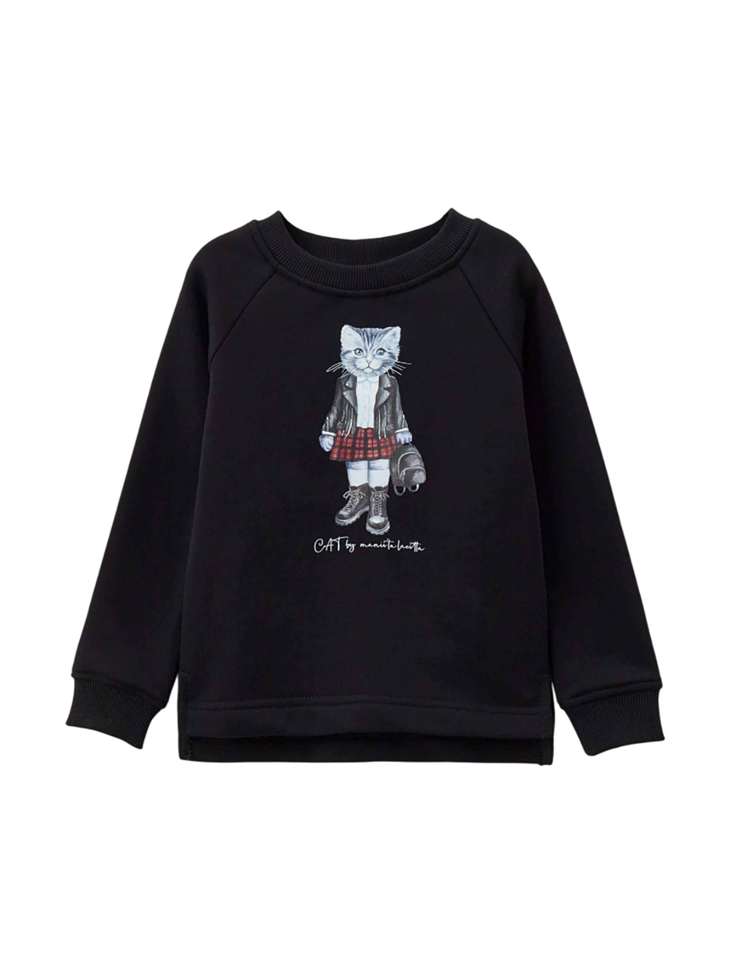 Cat e Lolette Sweatshirt 'Rocker Kitty' i sort: forside