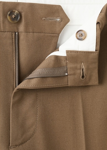 MANGO MAN Regular Pleated Pants 'Koda' in Brown